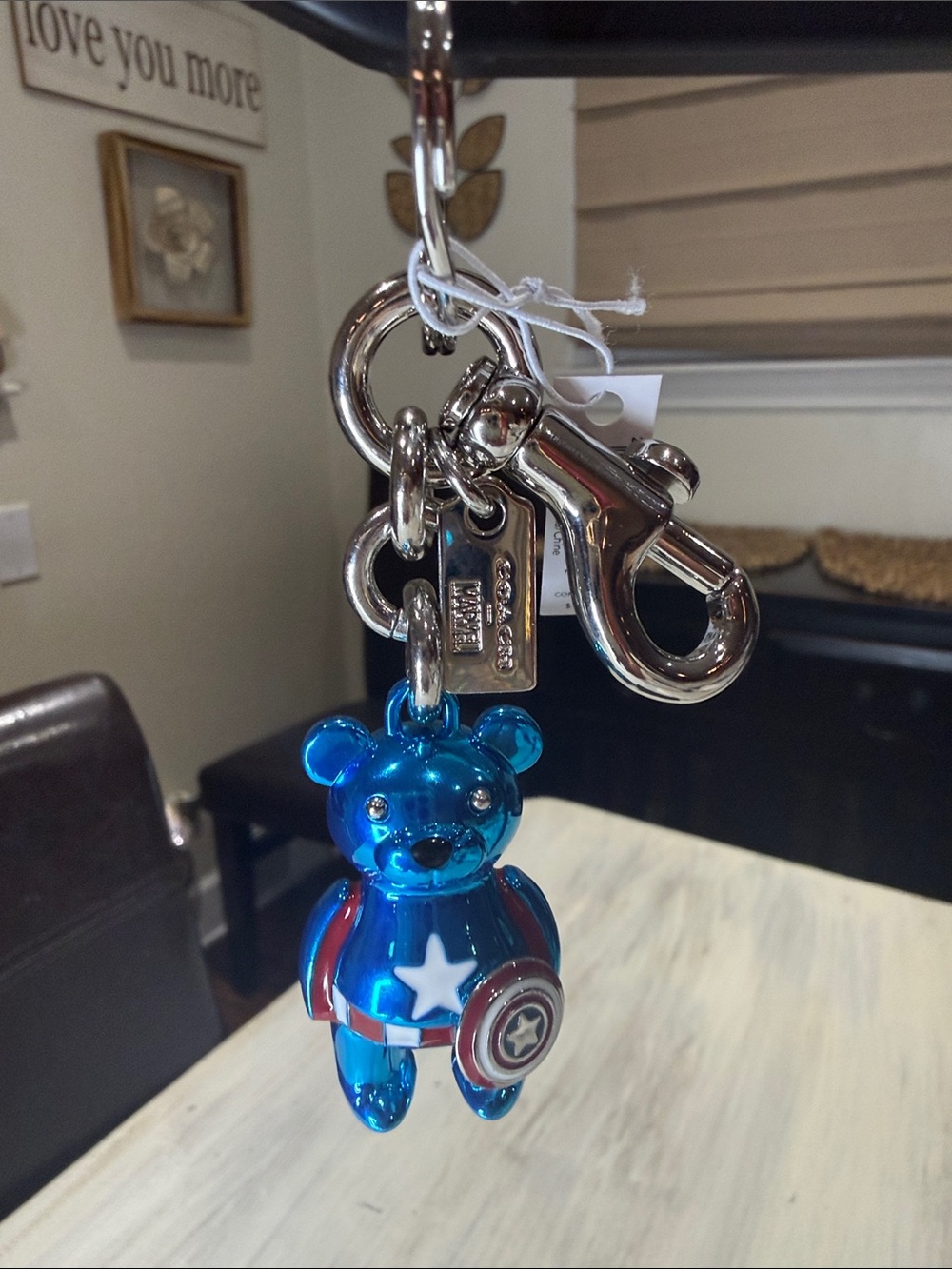 Coach Metallic Captain America Blue Captain Bear Keychain